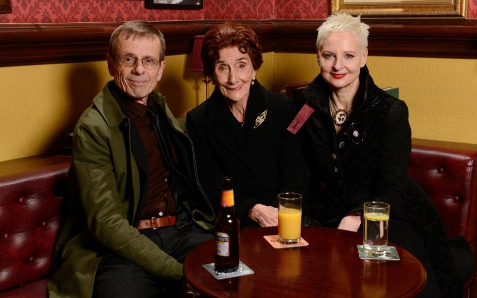 Tom Watts, June Brown and Linda Davidson as Lofty, Dot and Mary - BBC