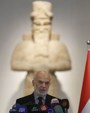 Iraqi Foreign Minister Ibrahim al-Jaafari speaks during a news conference at the National Museum of Iraq in Baghdad, Iraq July 8, 2015. REUTERS/Khalid al-Mousily