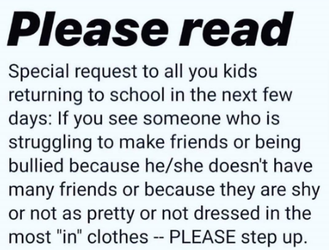 This viral Instagram post is reminding kids to be kind as they go back to school. (Photo: Instagram)