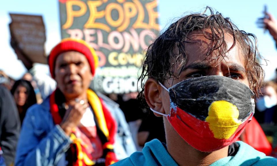 Aboriginal protesters at a Black Lives Matters event in Perth