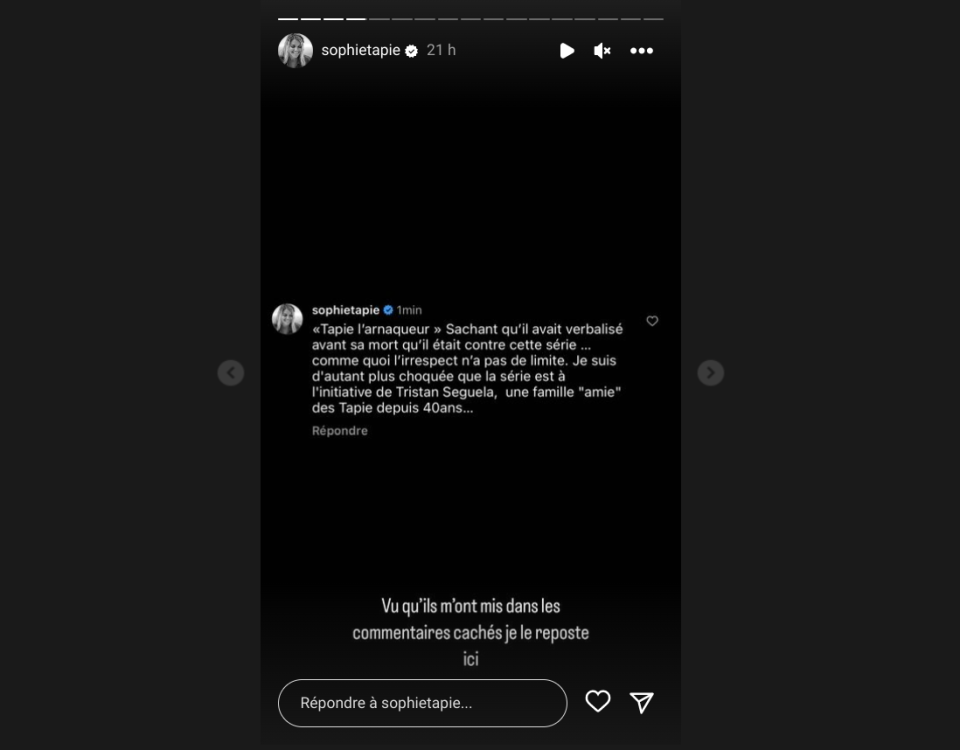 Sur Instagram, Sophie, la fille de Bernard Tapie s’est insurgée contre la série prévue sur son père par Netflix avec Laurent Lafitte dans le rôle principal. 