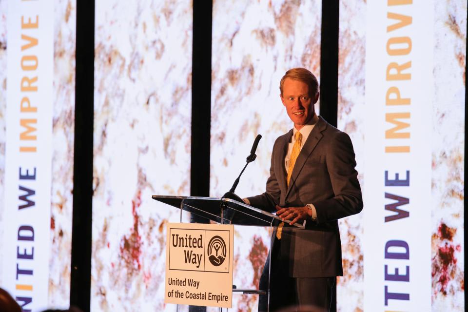 Board chair, Jeff O'Connor, gives his opening remarks at the United Way Campaign Results at the Westin Savannah Harbor, Tuesday, May 17, 2022