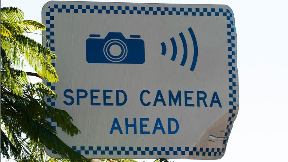 Pictured is a sign warning drivers of a speed camera ahead. 