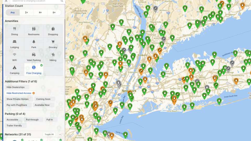 plugshare level 2 ev charger map