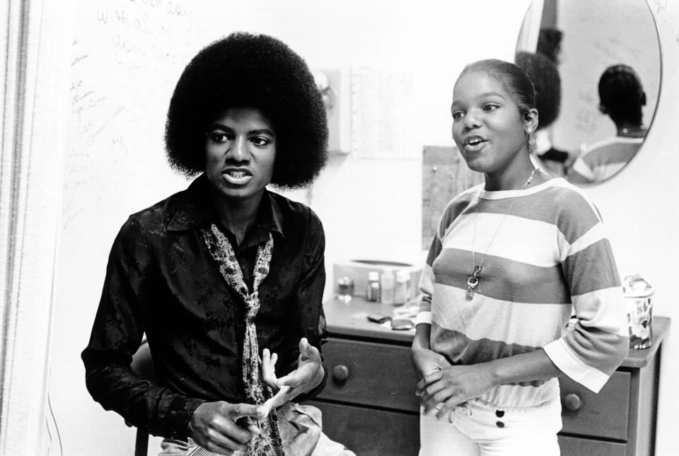 LOS ANGELES - JULY 7: Pop singers and siblings Janet Jackson and Michael Jackson take a break during a portrait session on July 7, 1978 in Los Angeles, California. (Photo by Michael Ochs Archives/Getty Images)