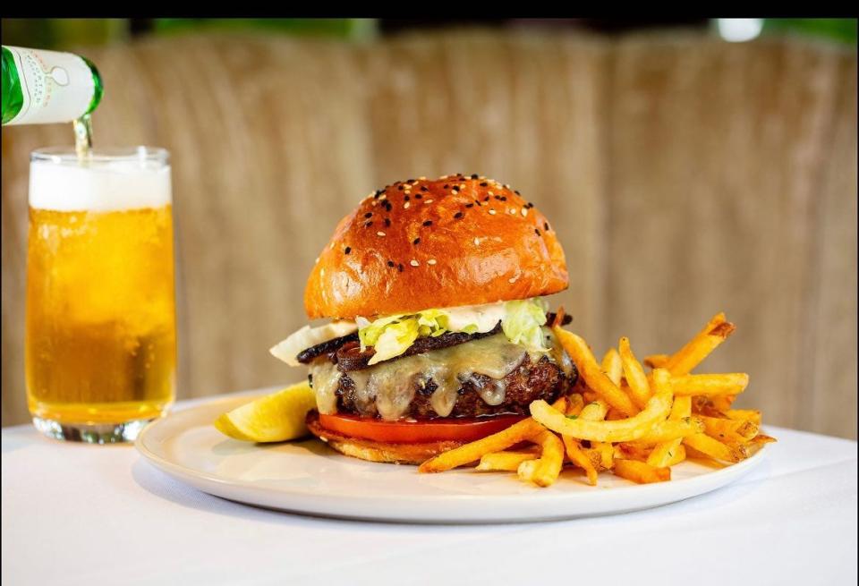 The house burger at French-American Café Boulud is a popular brunch option.