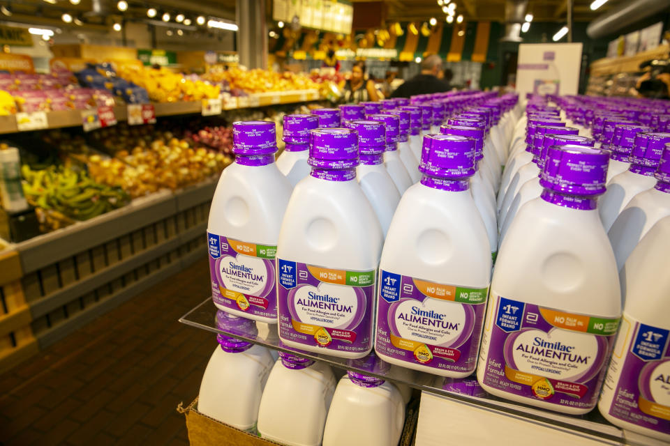 FILE - Similac Alimentum Hypoallergenic Infant Formula, imported from Puerto Rico, is for sale at a Stew Leonard's grocery store in Yonkers, New York, June 10, 2022. The Biden administration is looking to help foreign manufacturers of baby formula stay on the U.S. market for the long term, in an effort to diversify the industry after the closure of the largest domestic plant sparked a nationwide shortage. The Food and Drug Administration on Wednesday was set to announce plans to help overseas producers that have sent supplies to the United States, under emergency approval to address the shortfall, secure long-term authorization to market their formula in the U.S. (AP Photo/Ted Shaffrey)