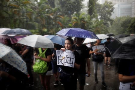 Teachers protest against the extradition bill in Hong Kong