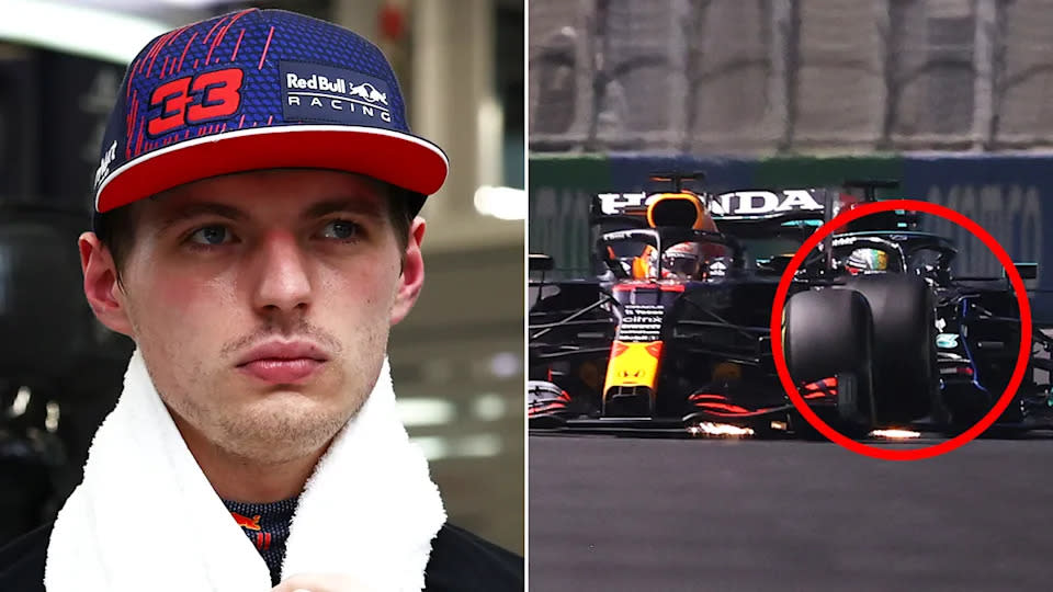 Max Verstappen copped a 10 second time penalty at the Saudi Arabian GP for a collision with Lewis Hamilton. Pic: Getty

