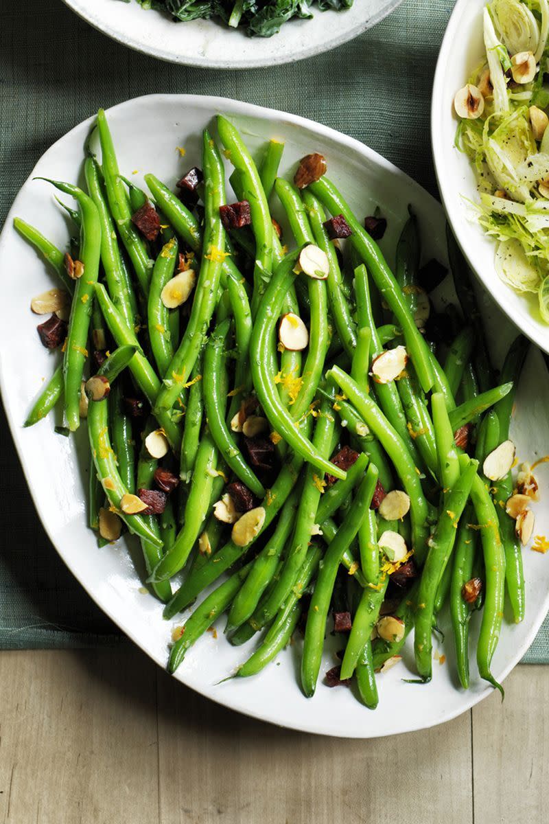 Green Beans with Chorizo and Almond Crumbs