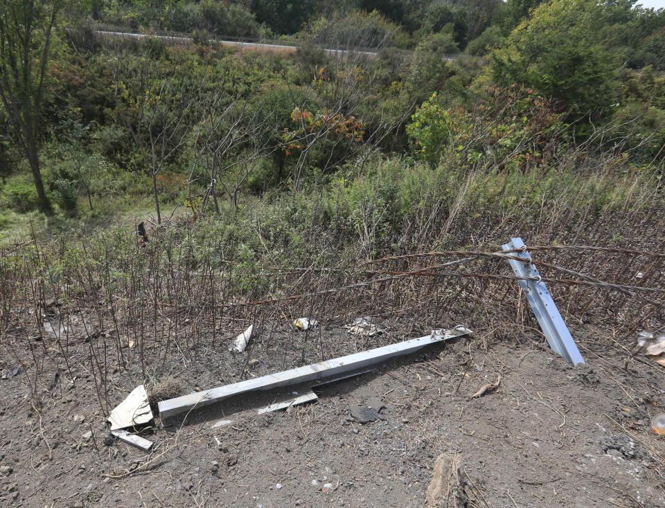 Twisted cable barriers above the location on Interstate 84 in Slate Hill near where a bus lost control and rolled down the median causing 2 fatalities on Thursday. The NTSB will hold a press conference later on Friday Sept. 22, 2023 with their findings.