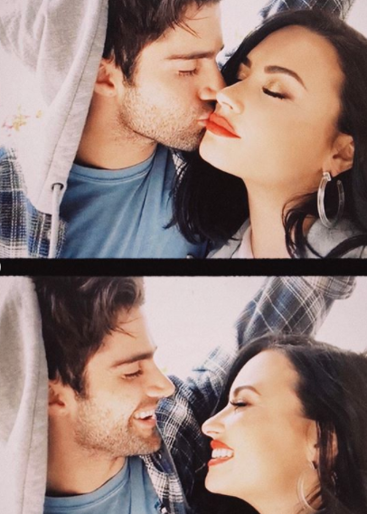 Demi Lovato and her new fiance Max Ehrich kissing and laughing