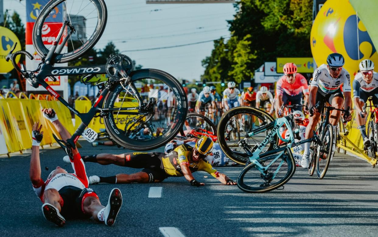 Crash at the end of stage one at the Tour of Poland —  - GETTY IMAGES