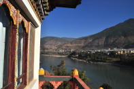 <p>The view from the Dragon Nest Hotel, Wangdue Phodrang.</p>