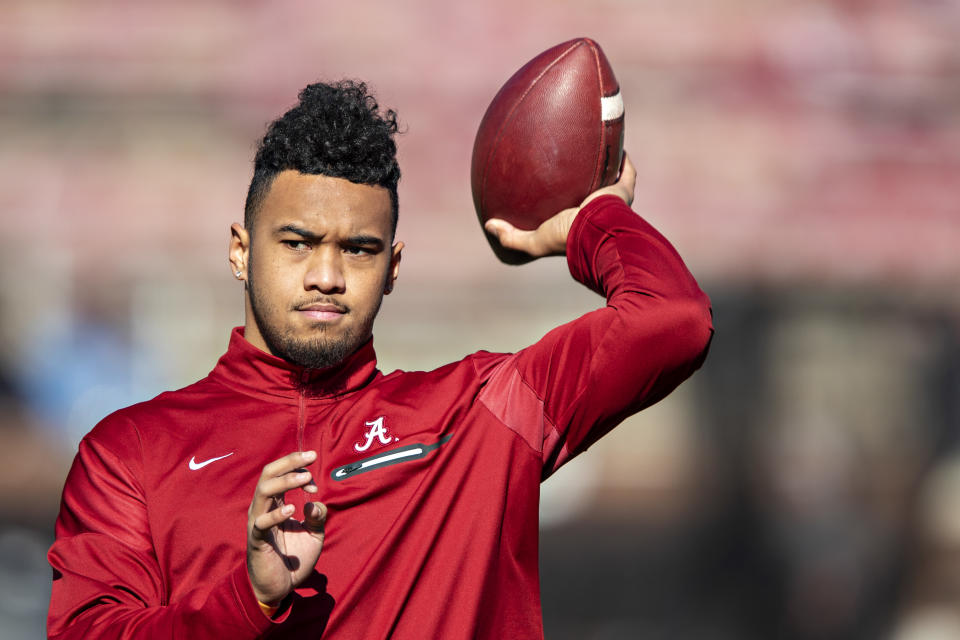 Will Tua Tagovailoa work out before the NFL draft? (Photo by Wesley Hitt/Getty Images)