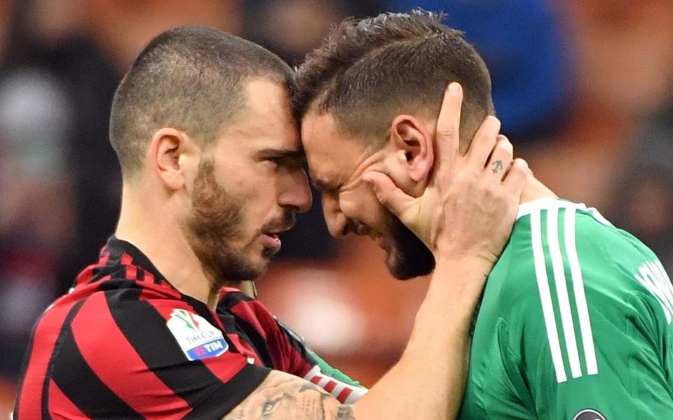 Club captain Leonardo Bonucci consoles Gianluigi Donnarumma  - ANSA