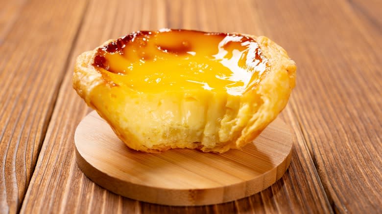 Half eaten egg tart