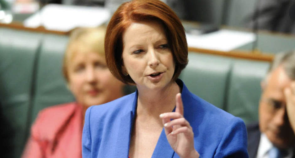 Former Prime Minister Julia Gillard during her 'misogyny speech' .