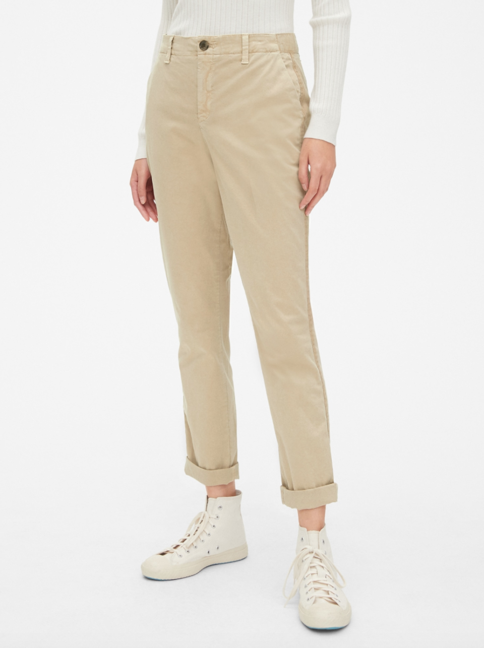 Girlfriend Twill Stripe Khakis. Image via Gap.