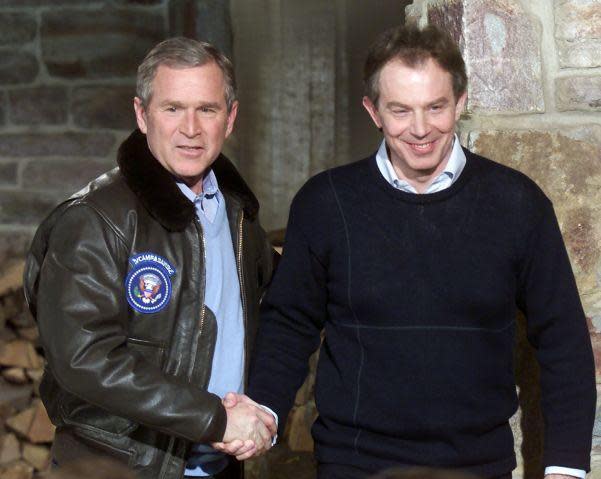 Blair with President Bush in 2001, (AP)