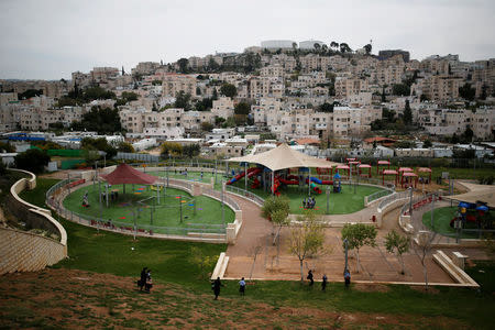 FILE PHOTO: A playground is seen in this general view picture of the Israeli settlement of Modiin Illit in the occupied West Bank March 27, 2017. Picture taken March 27, 2017. REUTERS/Amir Cohen/File Photo