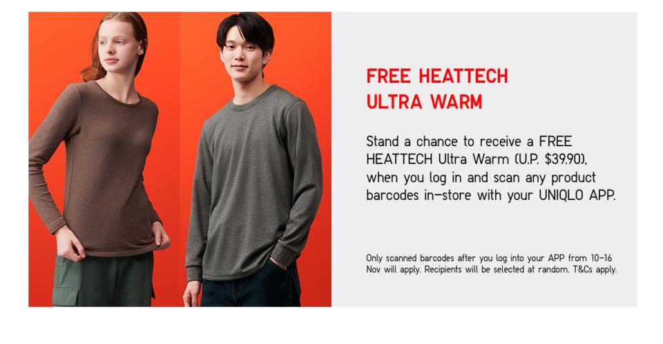 Free HEATTECH Ultra Warm. (Photo: Uniqlo SG)