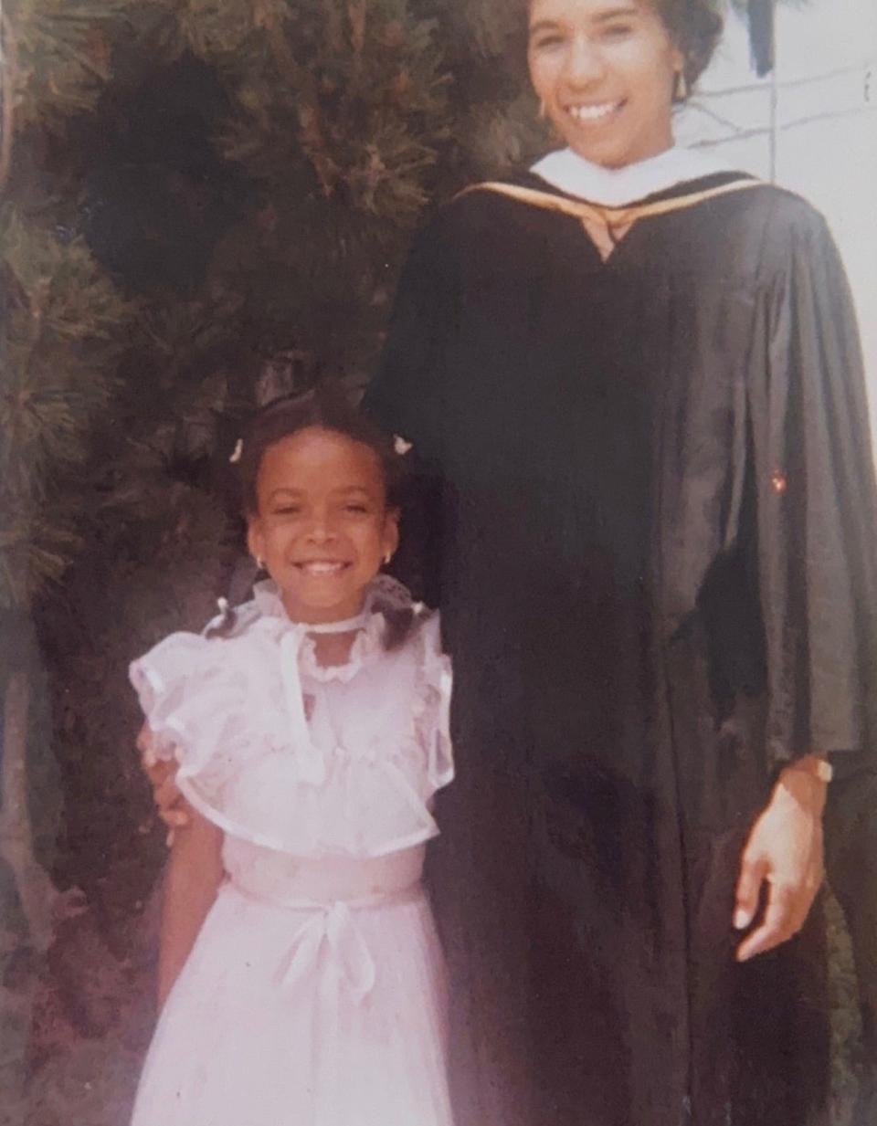 Aomawa Shields as a child at her mother's masters degree ceremony