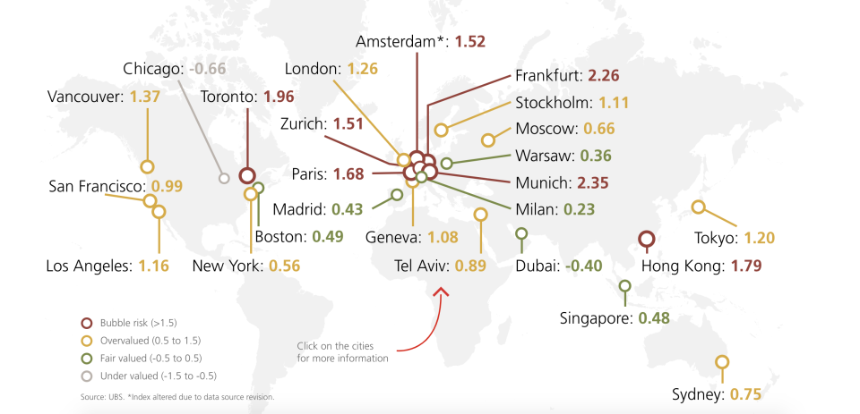 Map of cities at risk of real estate bubble