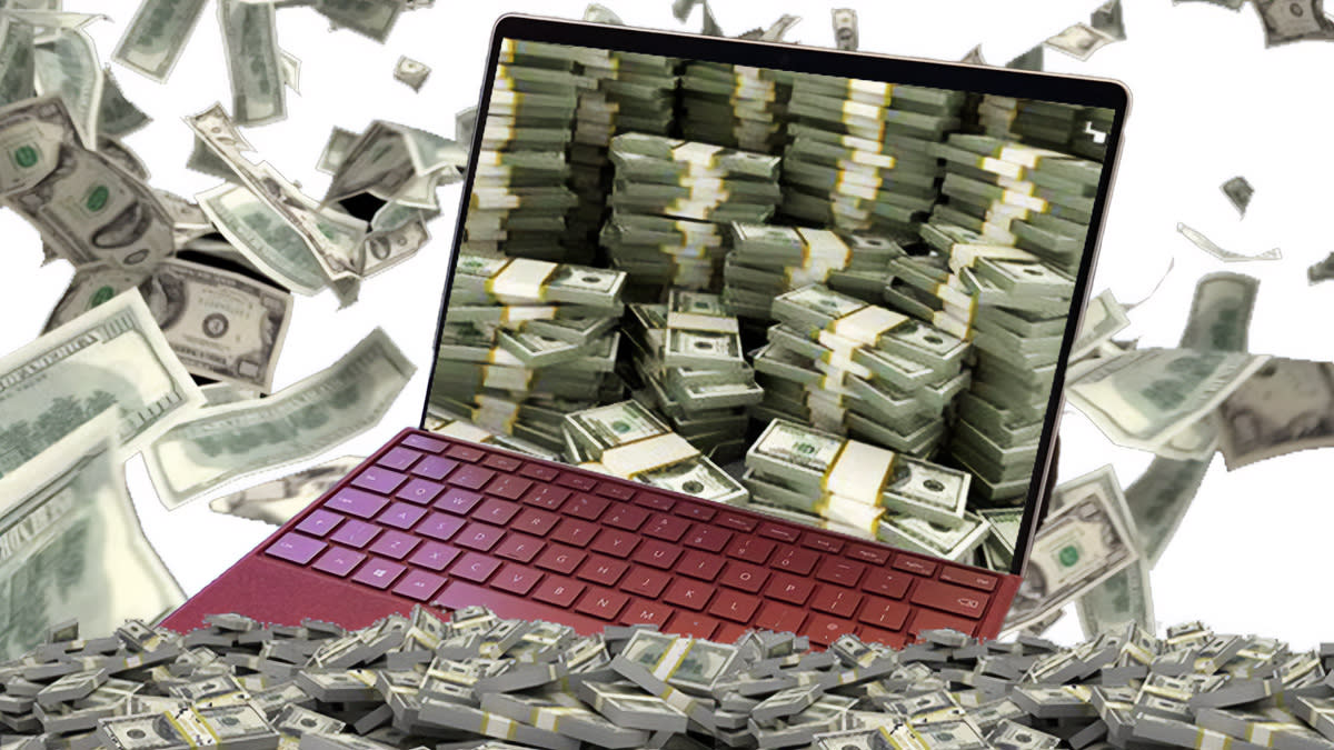  Surface with pile of money. 