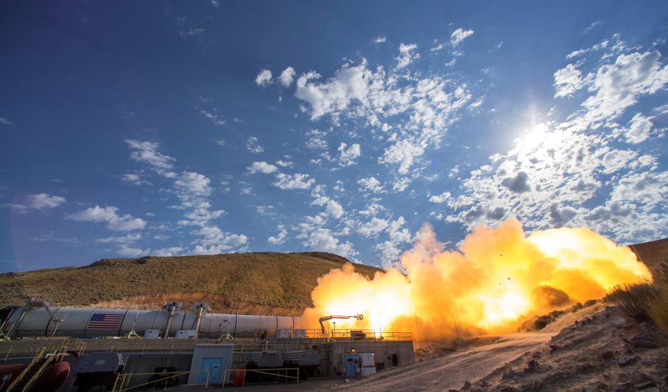 Space Launch System rocket booster test in Utah