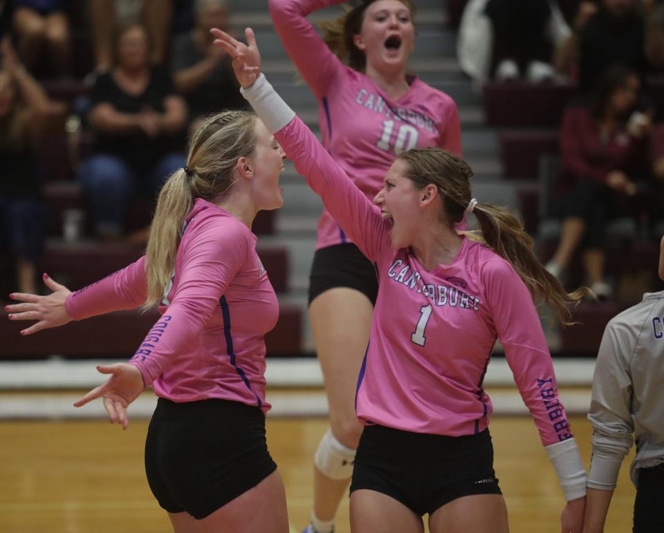 Seacrest and Canterbury play in the Private 8 Volleyball championship game on Thursday, Sept. 14, 2023, at First Baptist Academy in Naples.