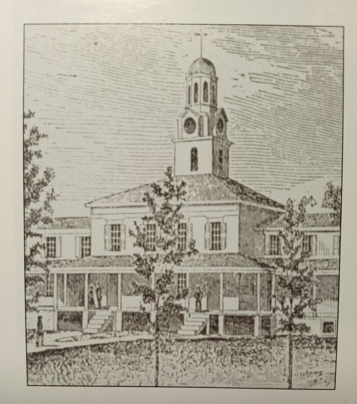 This is the courthouse building in Bethany after it became the University of Northern Pennsylvania. This was the Wayne County courthouse from 1817 until 1843 when the county seat moved to Honesdale. The landmark burned in 1857.
