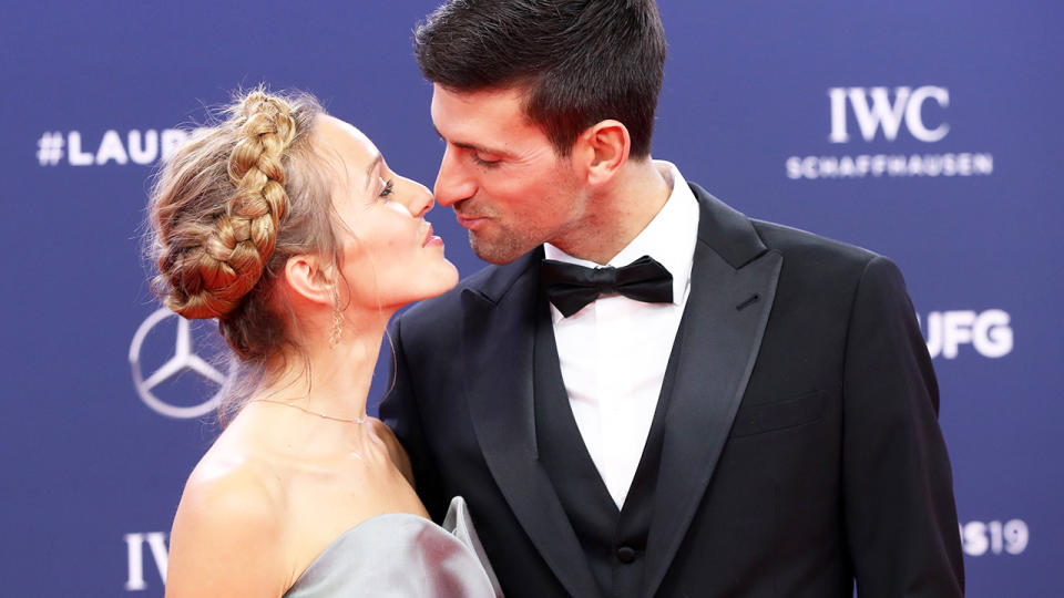 Novak Djokovic and wife Jelena, pictured here at the 2019 Laureus World Sports Awards.