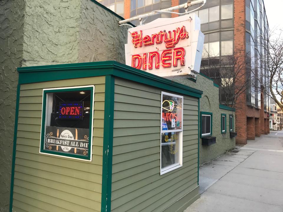 Henry's Diner on Bank Street in Burlington offers traditional diner fare including a breakfast menu that leans toward the meat-eggs-potatoes-pancake combos. Seen on April 2, 2019.