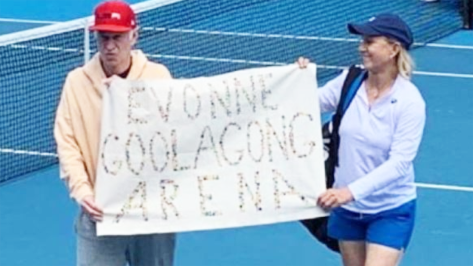 John McEnroe and Martina Navratilova, pictured here protesting against Margaret Court.