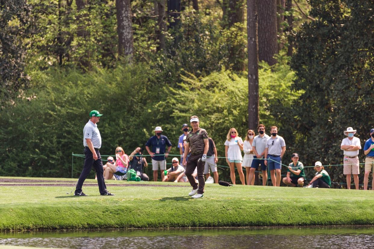 golfers and limited spectators at the 2021 masters tournament