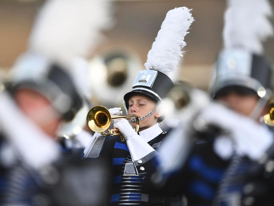 The Farragut marching band plays at pregame of the matchup with Hardin Valley Academy on Sept. 30.