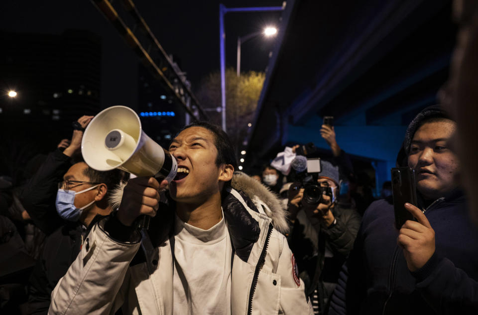 Image: Protest in Beijing Against China Covid Measures (Kevin Frayer / Getty Images)