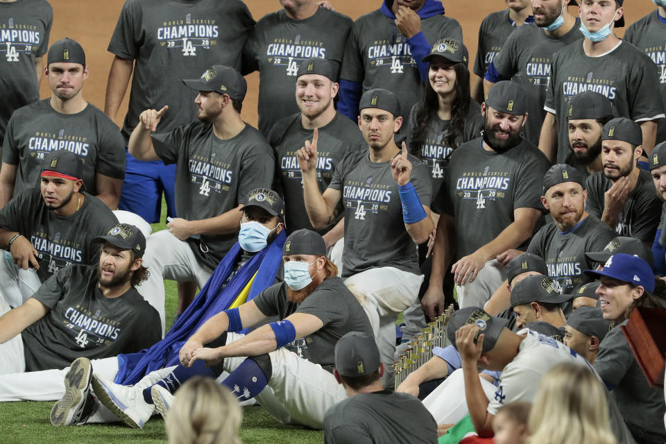 ARLINGTON, TX - OCTOBER 27:  The Dodgers and the Rays in game six of  the World Series at Globe Life Field. (Photo by Robert Gauthier/Los Angeles Times via Getty Images)