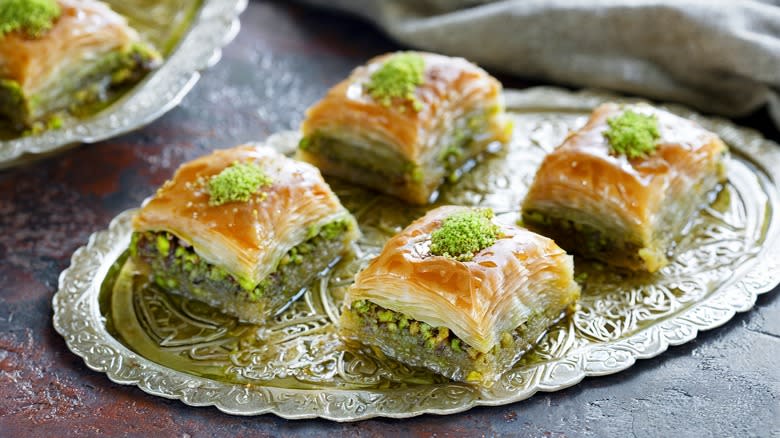 close up of baklava