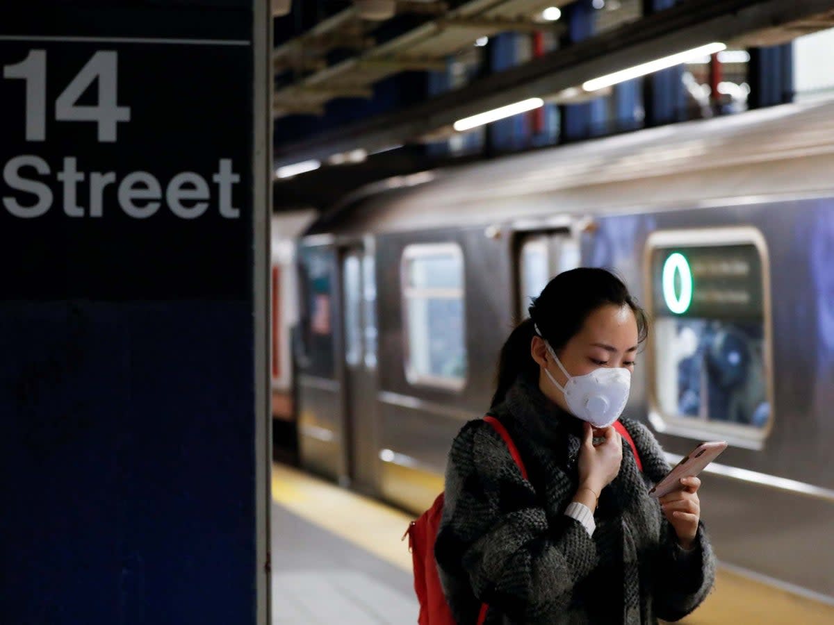 Masks were required on the New York subway system during the Covid crisis  (Reuters)