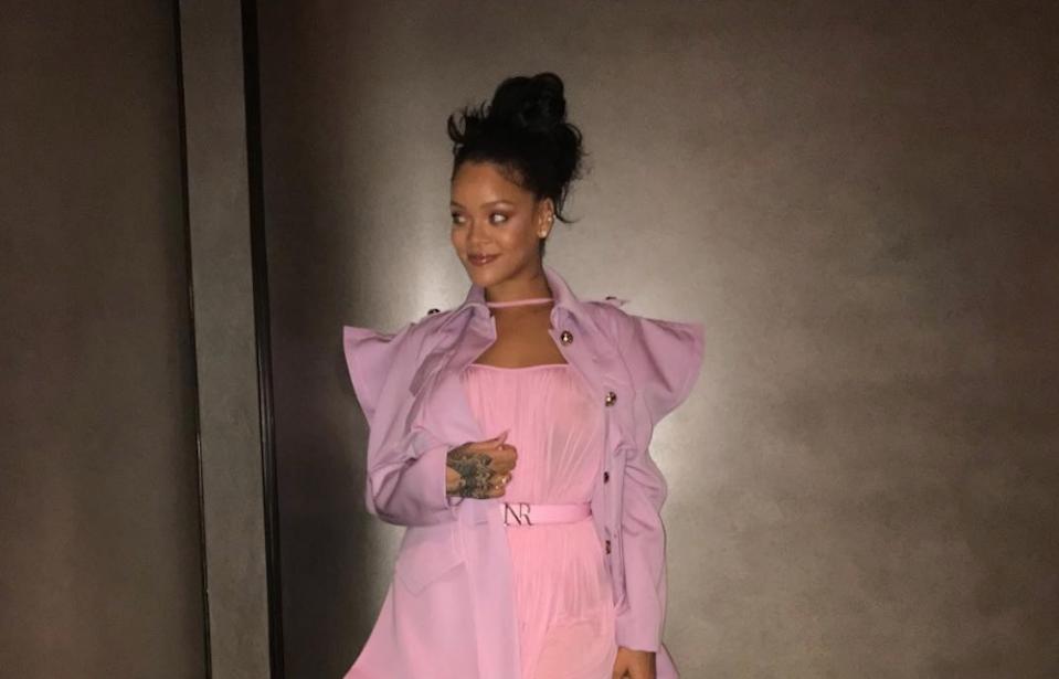 Rihanna looks like a fairy queen in this rose quartz ensemble