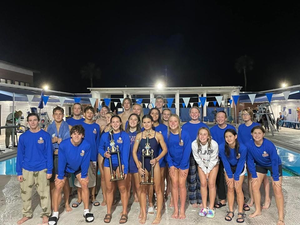 Fernandina Beach swimmers repeated as Nassau County champions in high school swimming on October 13, 2022. [Provided by Fernandina Beach Athletics]