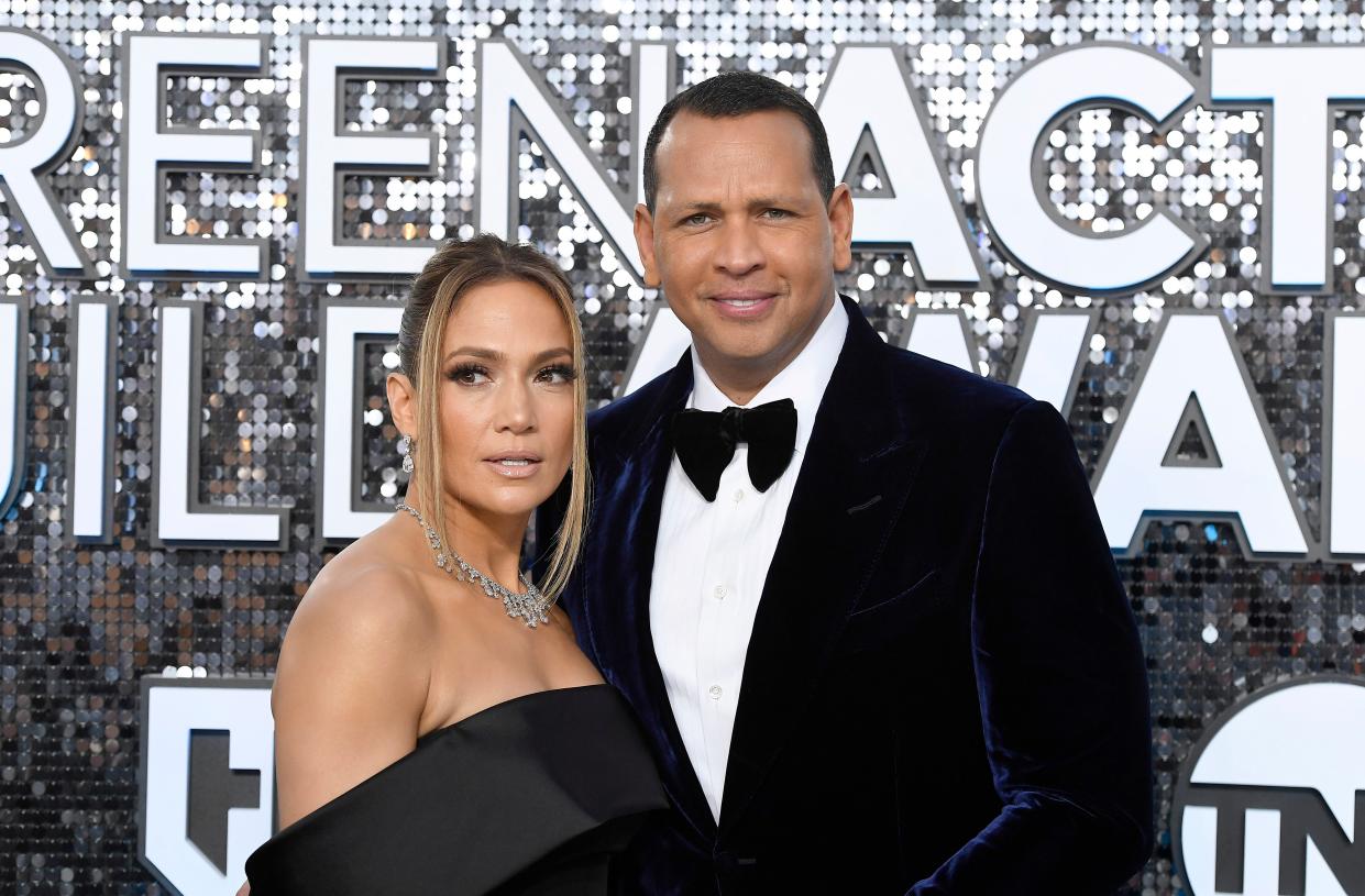 <p>Jennifer Lopez and Alex Rodriguez attend the 26th Annual Screen Actors Guild Awards at The Shrine Auditorium on January 19, 2020 in Los Angeles, California</p> (Photo by Frazer Harrison/Getty Images)