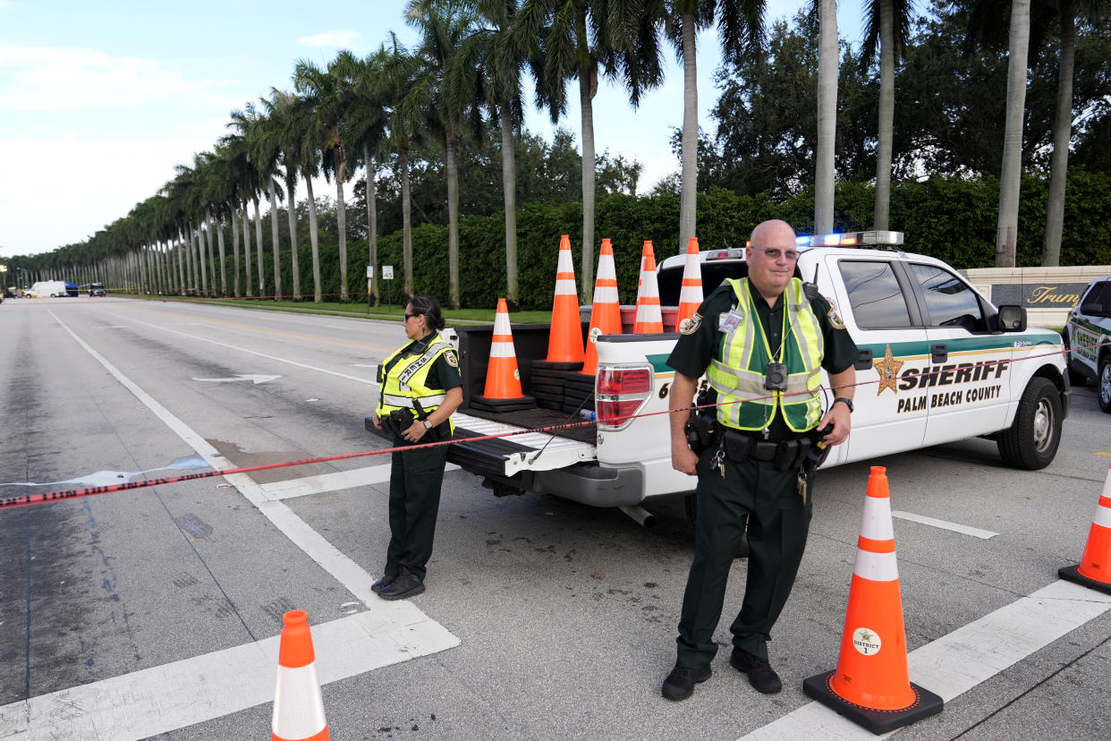 Palm Beach County sheriff's deputies outside of Trump International Golf Club. 