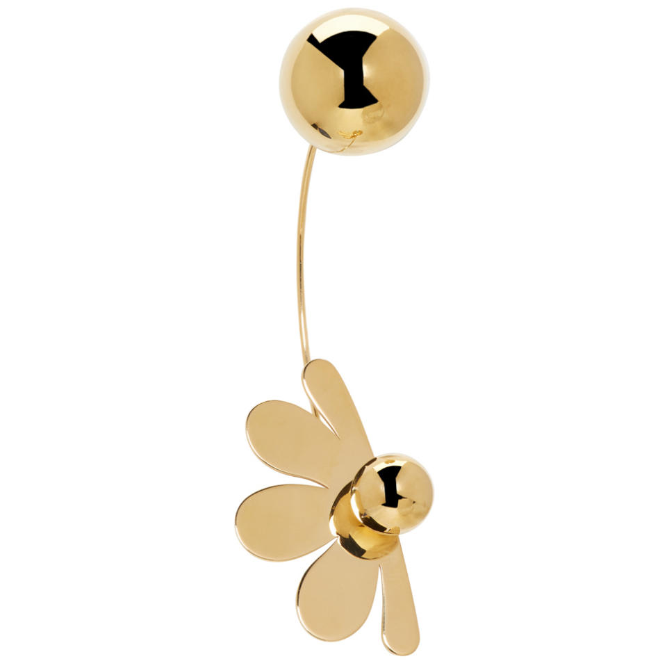 Gold Double Ball Flower Earring