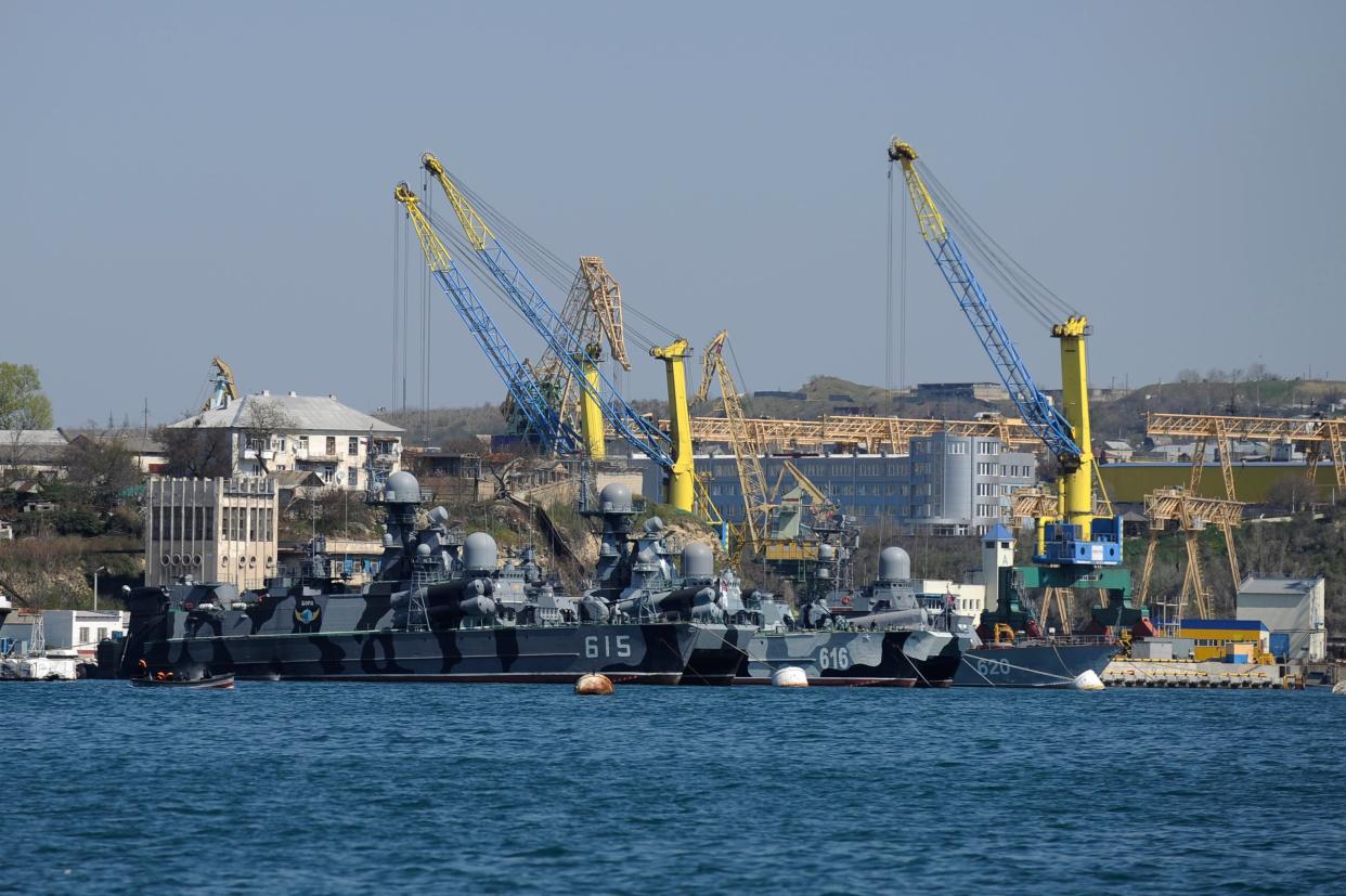 The Moscow-installed governor of Sevastopol in Crimea said  a number of drones was destroyed over the the port city’s outskirts (AP)