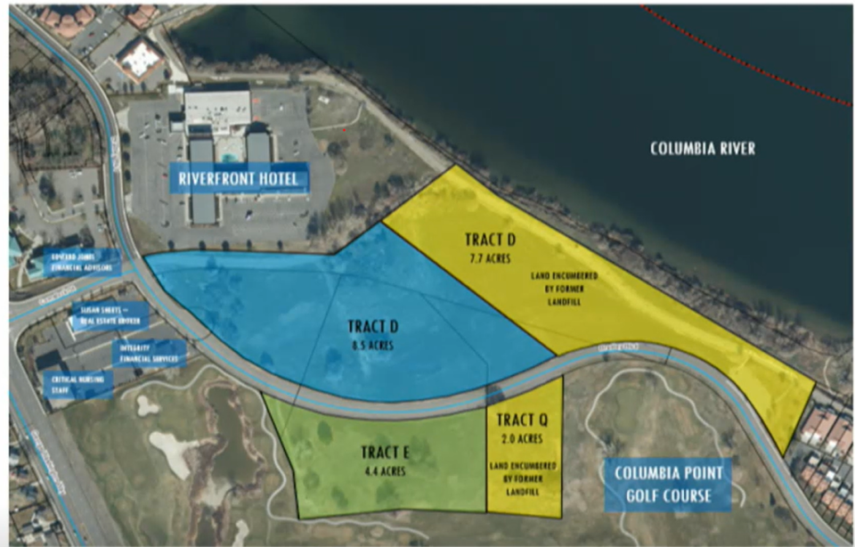 The city of Richland has selected Cascadia Development Partners of Vancouver, Wash. as a potential partner to develop the last available stretch of waterfront at Columbia Point. The firm said the investment in the 23 city-owned acres could reach $500 million. Courtesy city of Richland