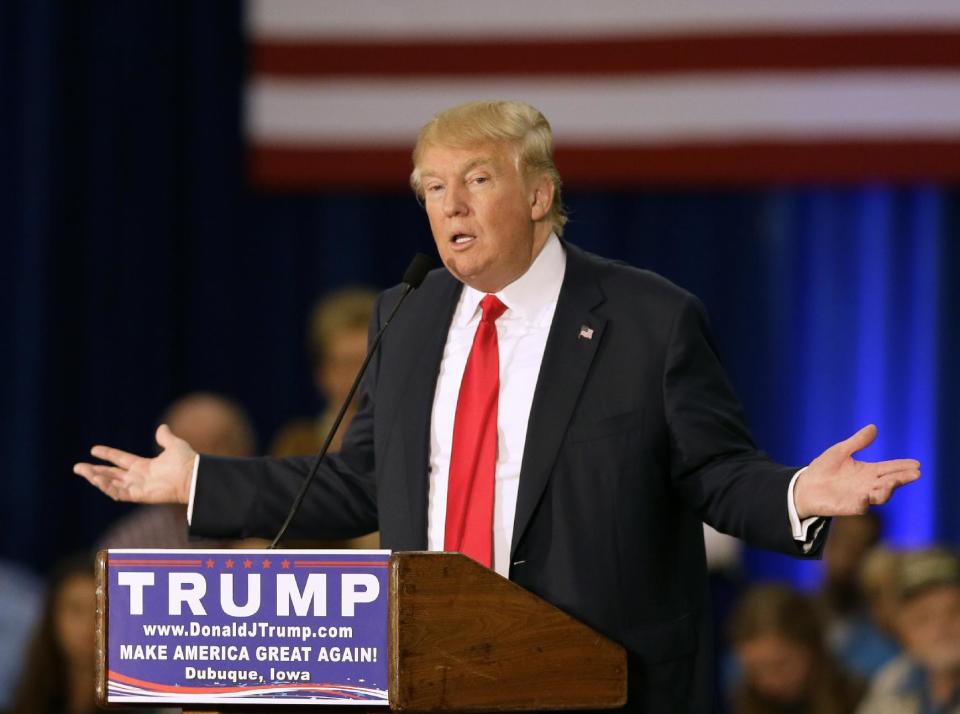 Donald Trump en un evento ante republicanos en Iowa. (AP)