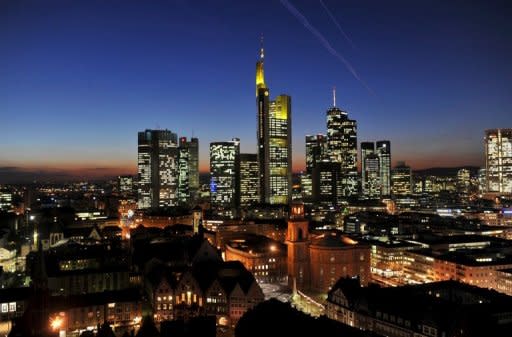 A general view of Frankfurt's financial district. Europe went ahead with landmark proposals to tax the financial sector, ignoring US opposition in a move also sure to provoke a row with London which fears capital flight from the City